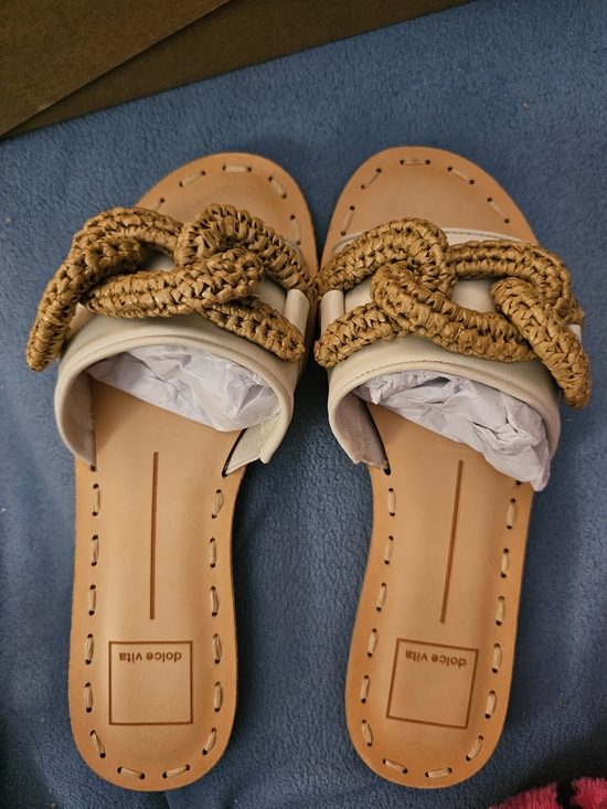 Dolce Vita Shoes - Dolce Vita Tan and Natural Braided Slide Sandals